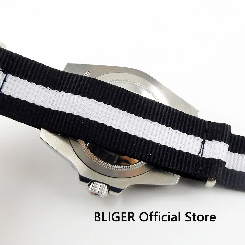 

BLIGER Mechanical Men's Watches 40MM Black Sterile Dial Ceramic Bezel Luminous Hands Nylon Strap MIYOTA Automatic Movement