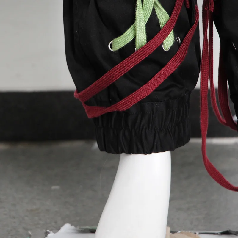 

New HIGH STREET Fashion 2021 Designer pants Women's Pockets Patchwork HOLE Drawstring Long pants