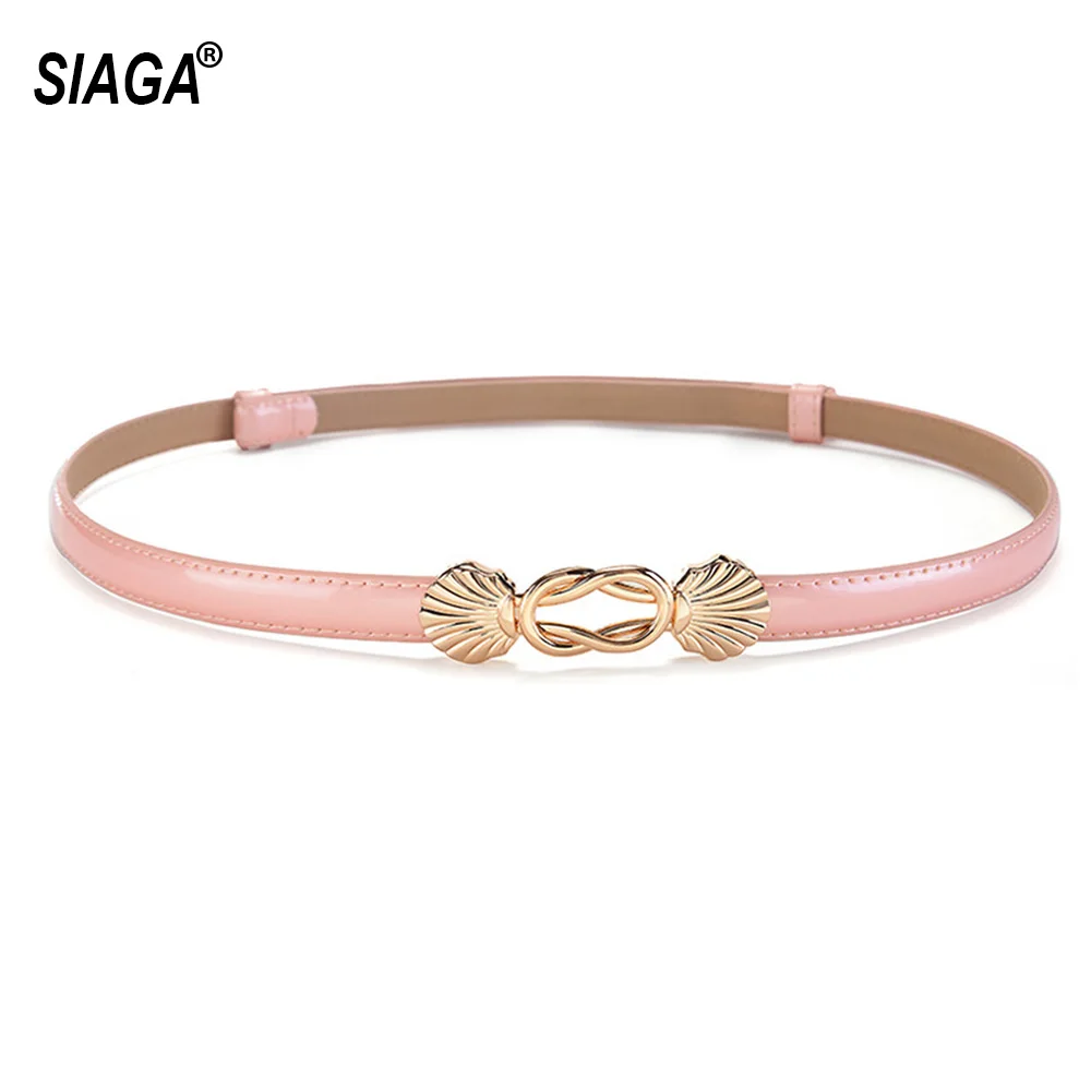 High Quality Cow Genuine Leather Belts Shell Pattern Buckle Metal Thin Decorative Belt for Women Accessories FCO131