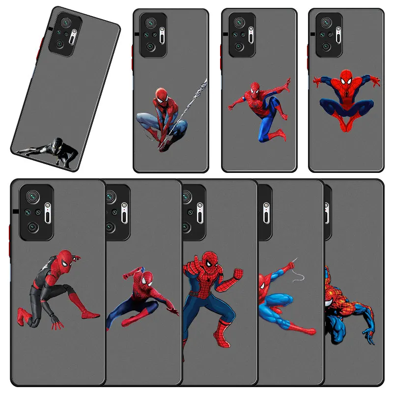

Translucent Matte Phone Case For Xiaomi Redmi Note 11 9S 9 8 10 Pro Max Lite 8T 9T 9C 8A 7A 7 Caso Marvel Spider-Man Anime