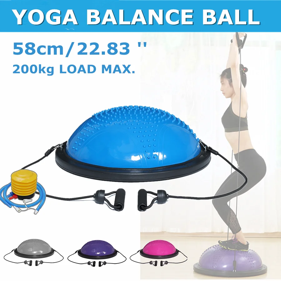 

58cm Women Thickened Explosion-Proof Yoga Wave Speed Antiskid Balance Ball Home Gym Training Pilates Rope Fitness Equipment NEW