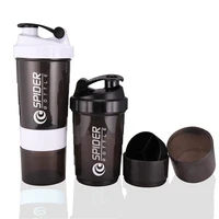 modern portable protein powder shaker bottle high capacity drinking container with powder case plastic blend sports water cup