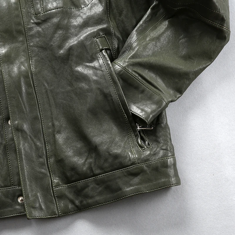 

Leather 2020 New Men's Genuine Classic Jacket Male Brand Zipper Spring Autumn Vintage Soft Sheepskin Coat free shipping