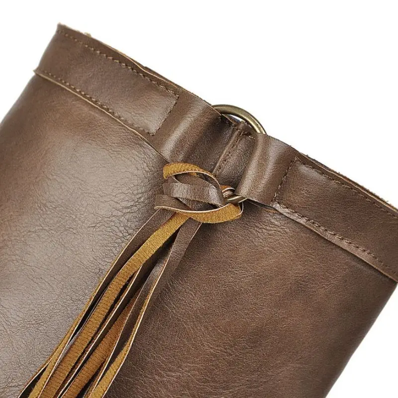 Модные женские сапоги до колена с бахромой RIZABINA круглым носком и квадратным