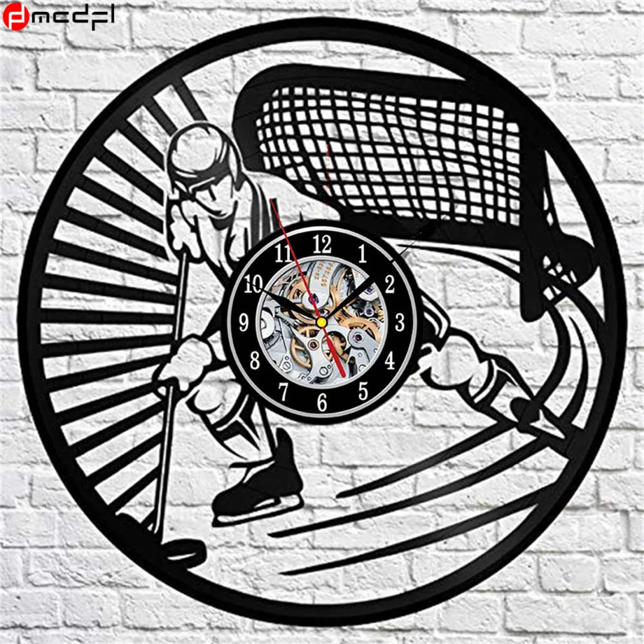 Домашний декор 12 дюймовые настенные часы С Хоккейным дизайном винтажное