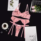 Прозрачный комплект с бюстгальтером, сексуальный комплект нижнего белья с цветочным рисунком, розовый кружевной комплект с бюстгальтером, сексуальный эротический Женский комплект для вечеринки, оптовая продажа