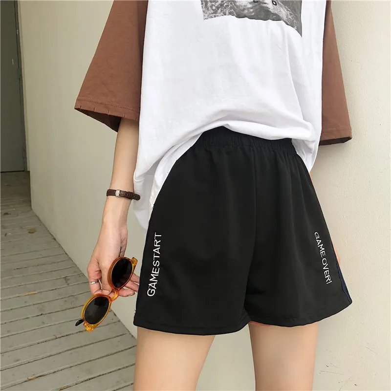 

Summer vintage track shorts women vetement femme loose high waist pantalones cortos mujer wild Harajuku biker spodenki damskie