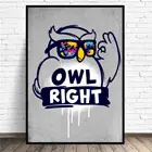 Сова прямо из плотной ткани настенные скульптуры животных абстрактный художественный принт современный плакат Настенная картина Декор в гостиную