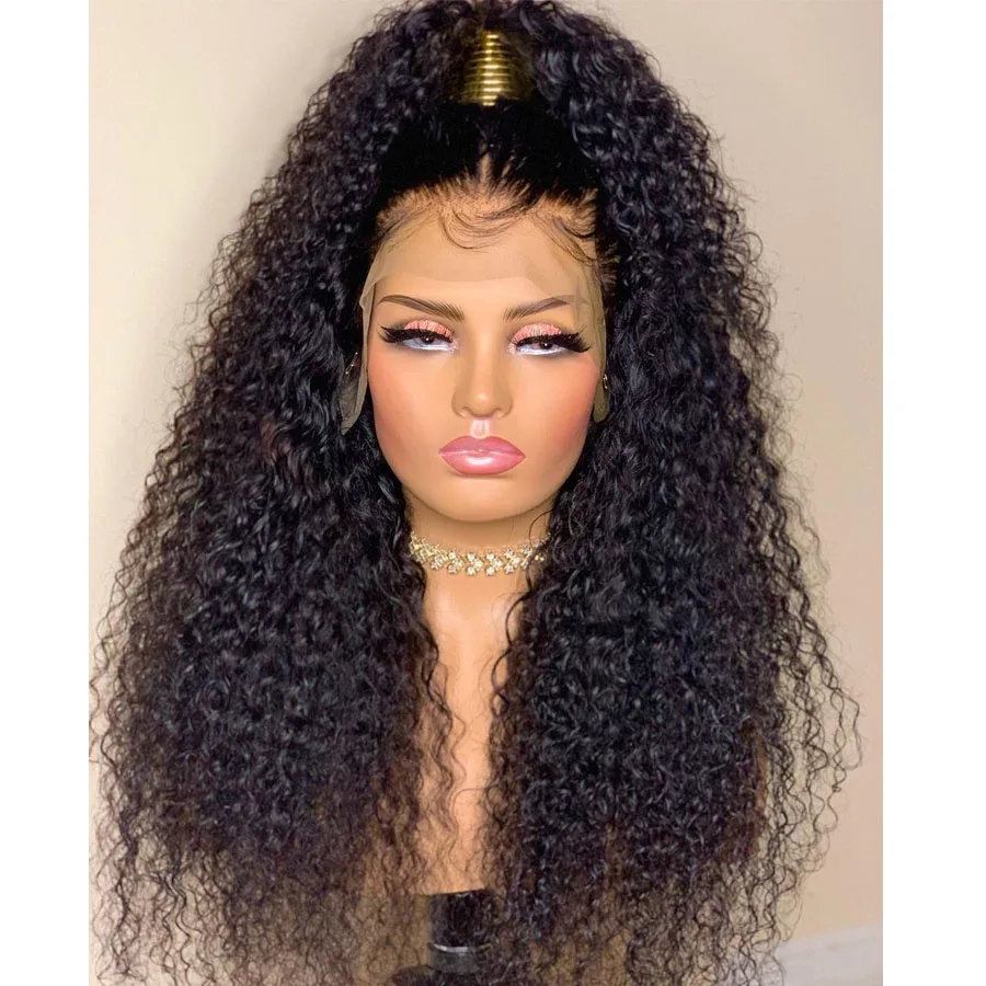 

26Inch 180%Density Long Kinky Curly Synthetic Lace Front Wig Glueless 13x4 Lace Wigs For Women Heat Resistant Daily Wear Wigs