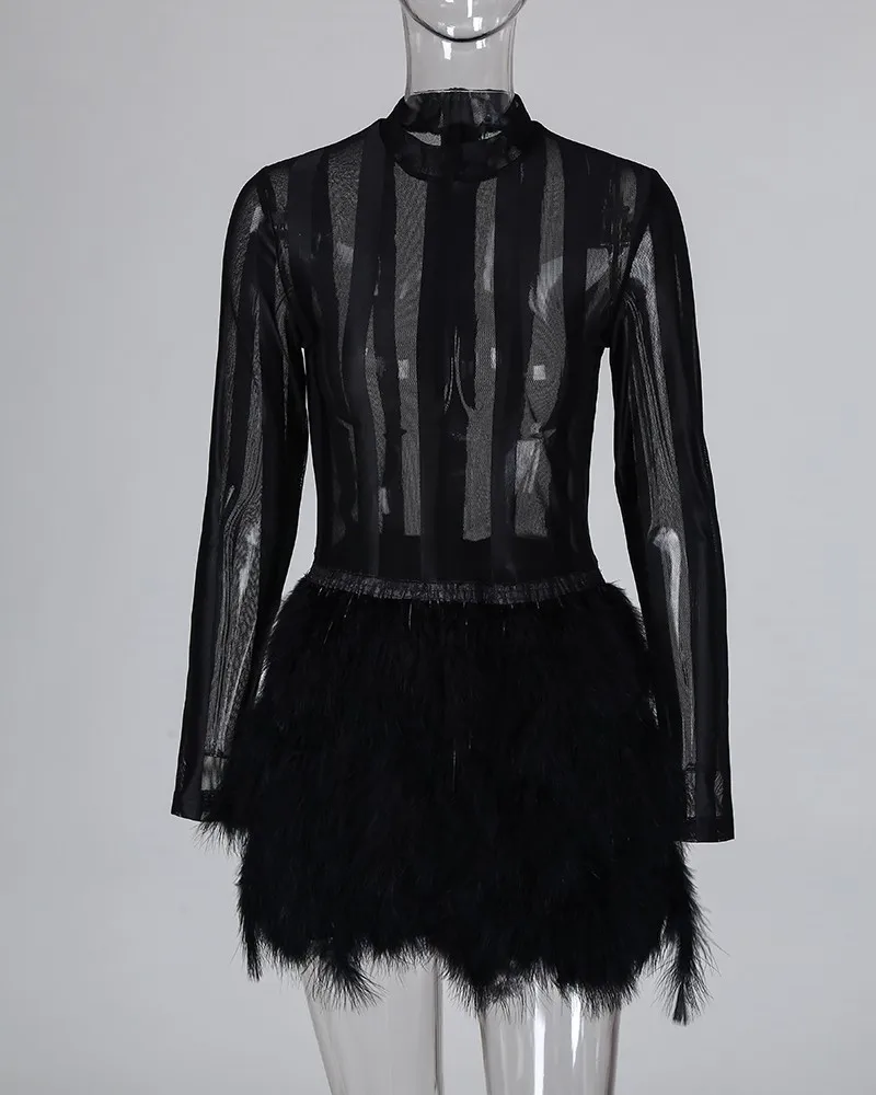 Сексуальное женское прозрачное Сетчатое Бандажное облегающее мини-платье с