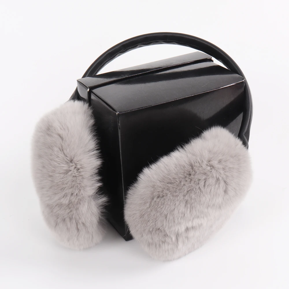 Зимние женские Теплые ботильоны на настоящий мех кролика наушники для девочек из