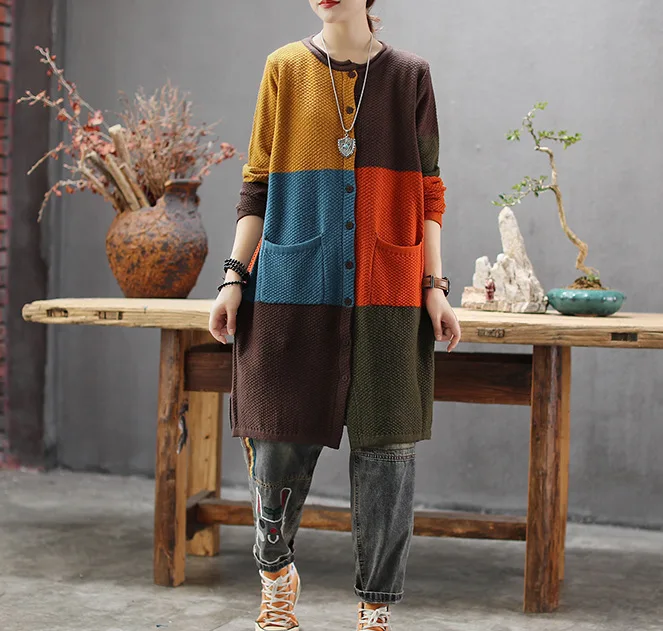 Женский свитер вязаный кардиган осень весна 2020 тонкое однобортное свободное