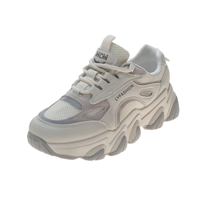 

Women White Sneakers 2021 Spring Summer Sports Casual Dad Shoes Fashion Lace Up Chunky Platform Shoe Breathable Ladies Trainers