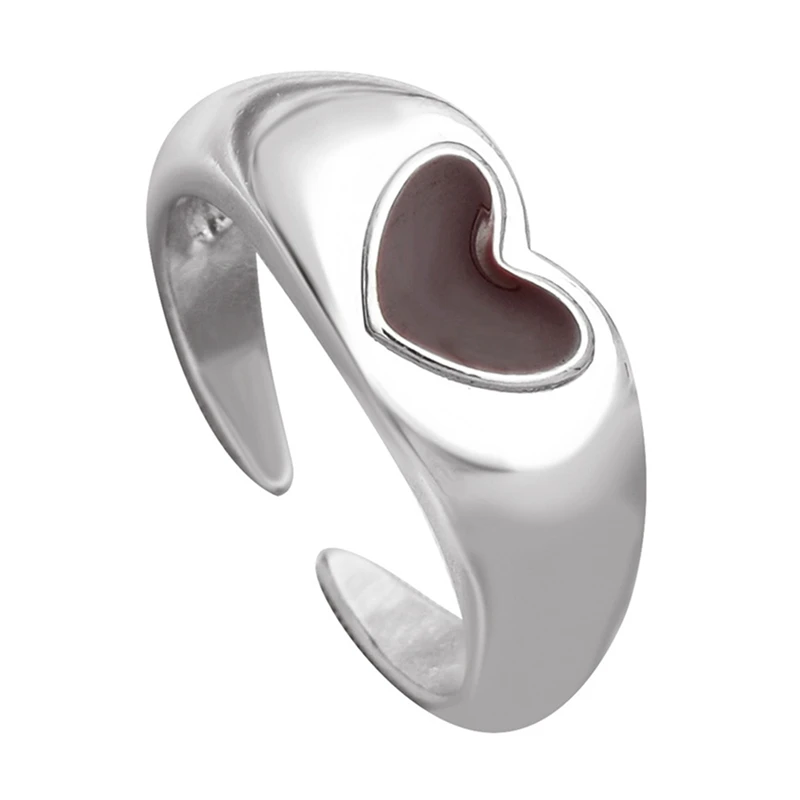 

COSYOO New Spring Summer Korea New Design Small Love Heart Metal Punk Opening Rings For Women Girls Party Jewelry Party Gifts
