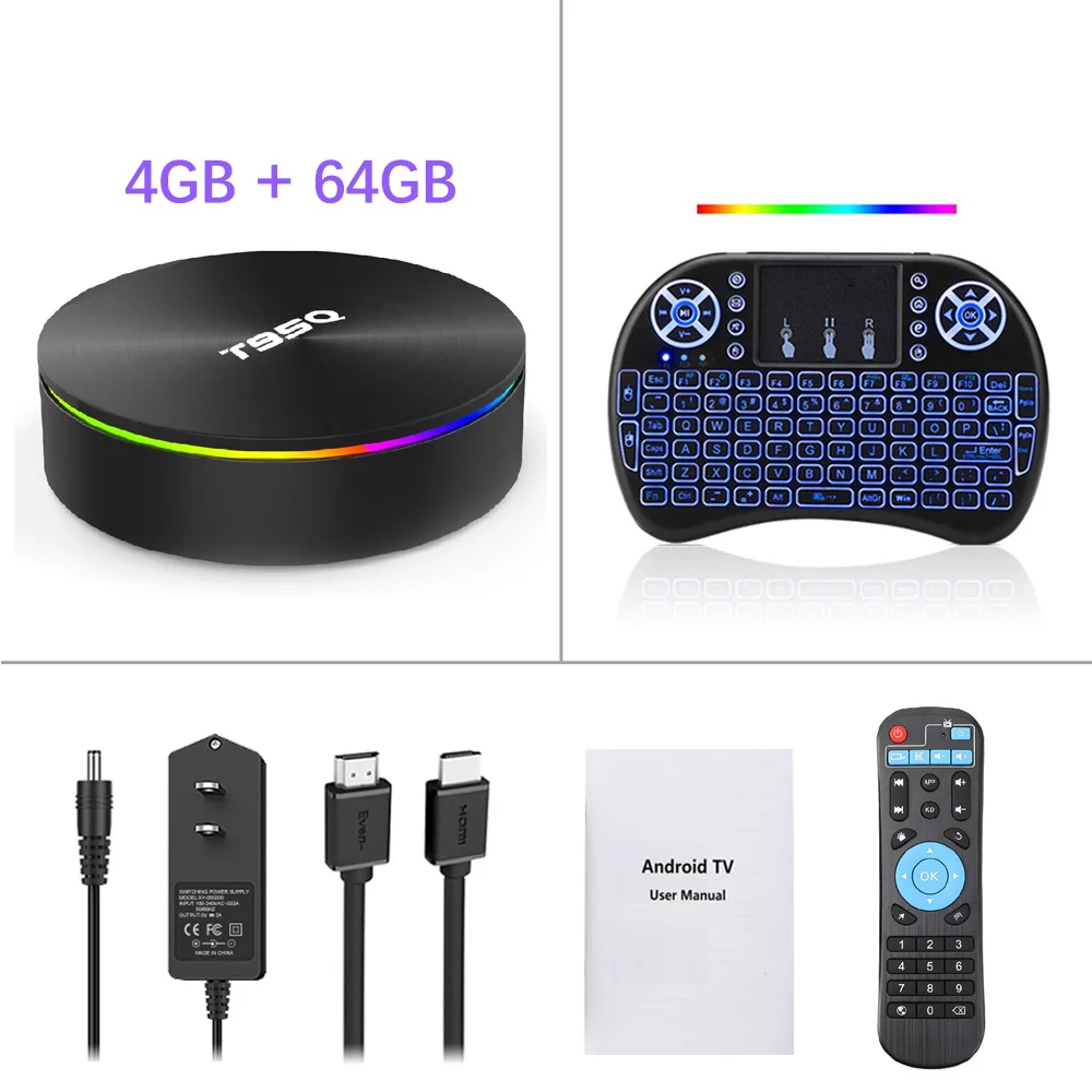 4G 64G i8 backlit T95Q 4 Гб 64 ГБ Android 9,0 Смарт ТВ приставка Amlogic S905X2 ТВ приставка четырехъядерный 2,4G& 5GHz двойной Wifi BT4.1 медиаплеер PK Tanix TX6 T9 - Цвет: 4G 64G i8 backlit
