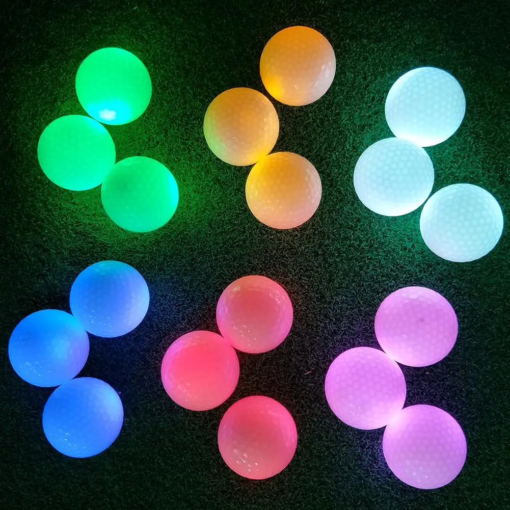 Мяч для гольфа из синтетического каучука со светодиодный светильник кой, многоцветный яркий мяч для ночных тренировок в гольф, синтетическ...