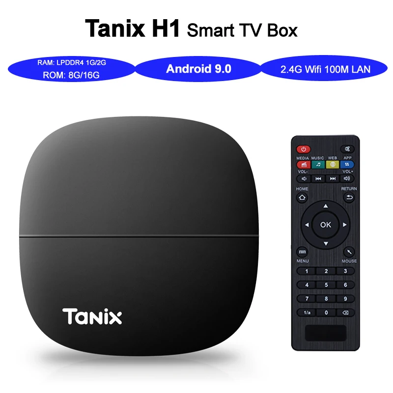 ТВ приставка Tanix H1 Hi3798M V110 Android 9 0 четырехъядерный LPDDR4 2 ГБ 16 Гб ПЗУ DLNA HDMI 4K