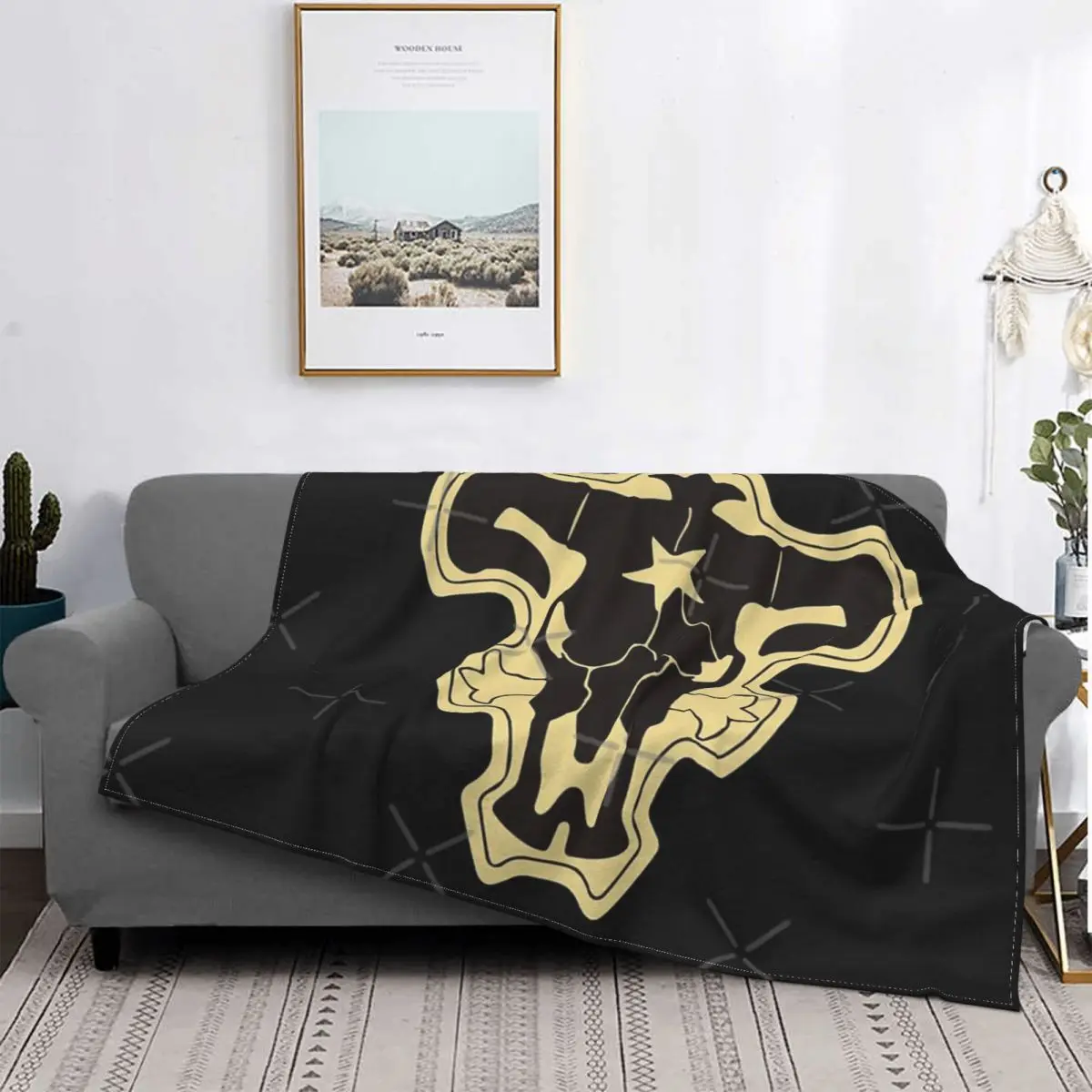 

Colcha de trébol negro con capucha para cama, 1 manta a cuadros, 135