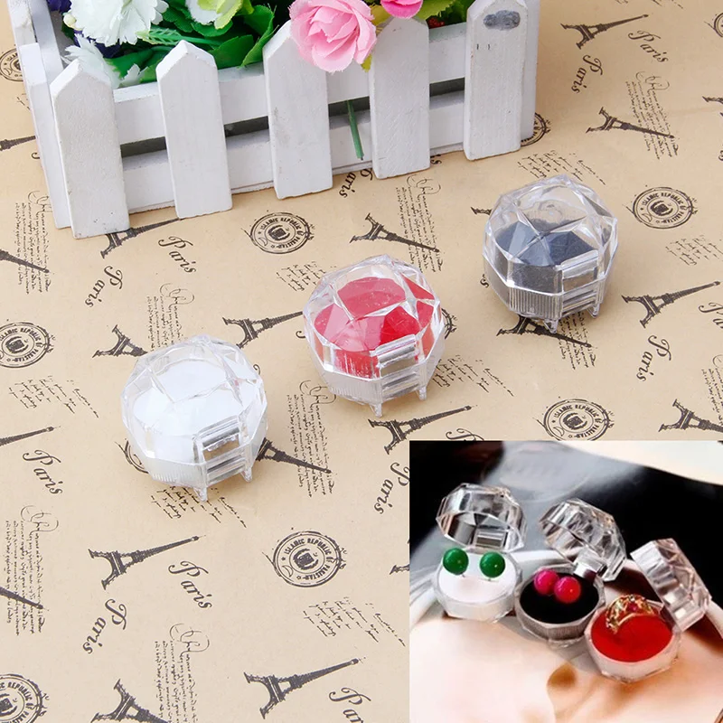 

1Pc Jewelry Organizer Ring Earring Acrylic Gift Box Storage Transparent Case