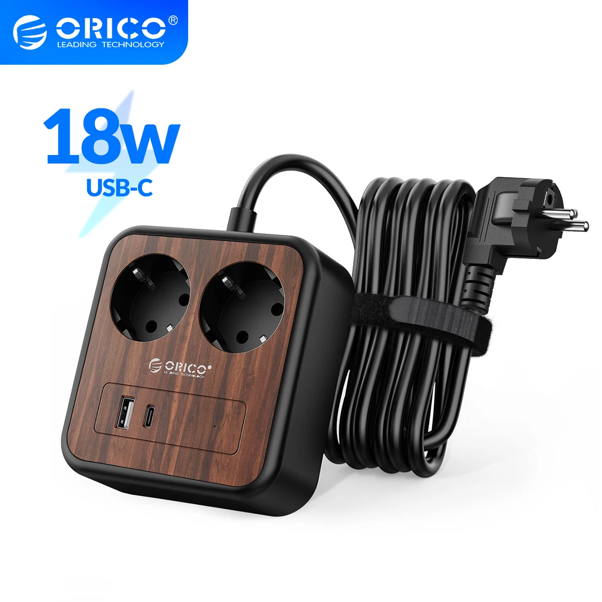 

ORICO Portable Power Strip 2AC Outlets 18W USB C Fast Charging Electrical Socket With 3m Extension Cable Sockets