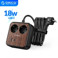 orico portable power strip 2ac outlets 18w usb c fast charging electrical socket with 3m extension cable sockets