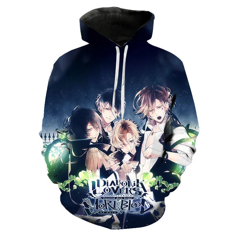 

Толстовки с 3D принтом для влюбленных, модная толстовка с аниме-принтом, Мужская и Женская толстовка с капюшоном, пуловер в стиле Харадзюку, х...