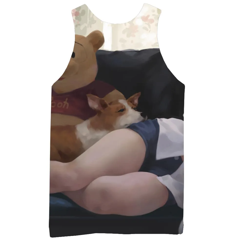 

Men Graphic Tank Top Japanese Anime Girl Feet Sleeveless Sexy Tops