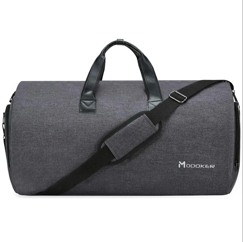 

Garment Travel Bag with Shoulder Strap Duffel Bag Carry on Hanging Suitcase Clothing Business Bags Multiple Pockets Grey