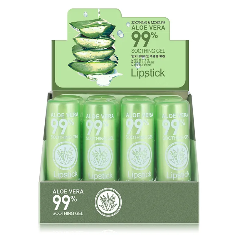 12 шт./лот натуральный бальзам для губ с алоэ вера стойкая Увлажняющая помада