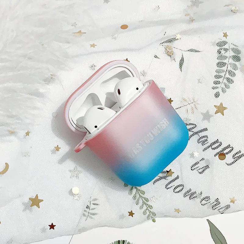 Градиентный цветной защитный чехол airpods жесткая наклейка беспроводная bluetooth