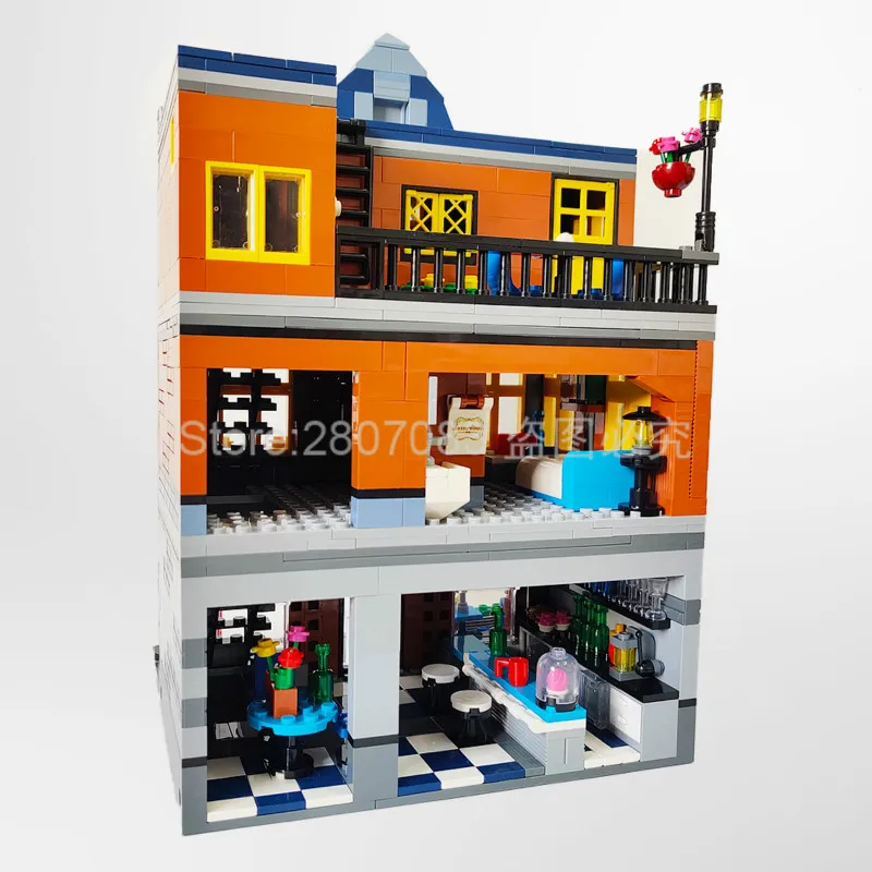 ZHEGAO QL0935 Creator MOC Street View Series Hill Таверна строительные блоки 1367 шт. кирпичи игрушки