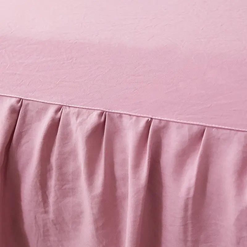 Розовые оборки Корейская кружевная постельная юбка наматрасник комплект для