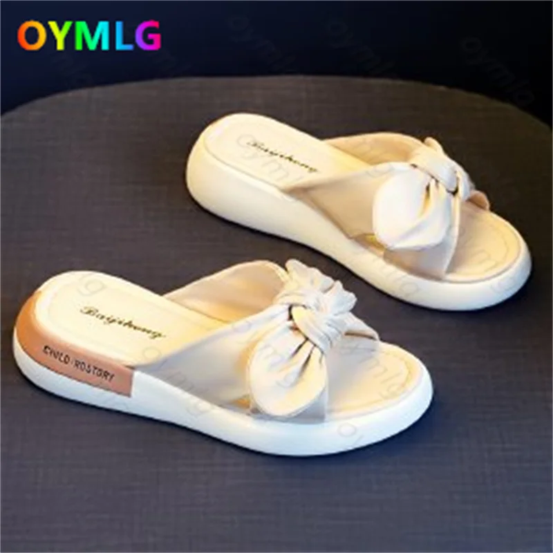 

Sandals and slippers women's outer wear fashion 2021 new summer net red thick-soled wild beach bow ins tide casual shoes