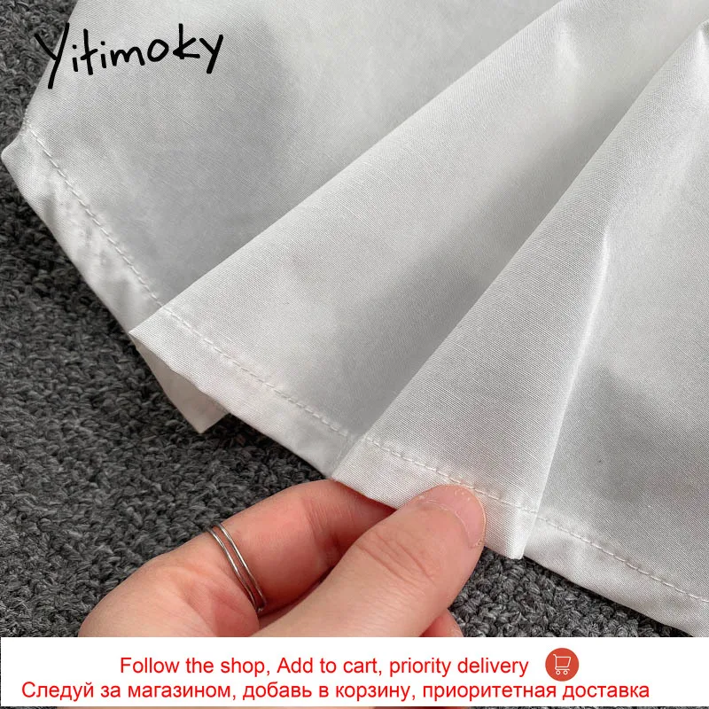 

Yitimoky Vintage Fashion Hollow Out Blouses Women Breasted Shirt Sleeve Turn-down Collar Solid Clothing 2021 Summer Korean New