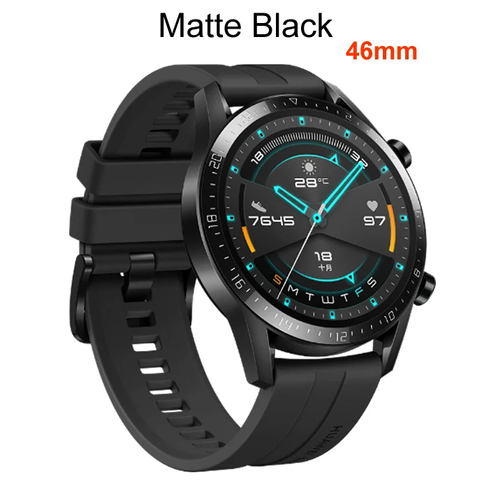 46mm Matte Black Huawei Watch GT 2, умные часы, Bluetooth, умные часы, 5,1, 14 дней, время работы от батареи, телефонный звонок, частота сердечных сокращений для Android iOS - Цвет: 46mm Matte Black