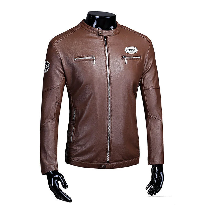 

Winter Fleece Vintage Motorcycle Jacket 2021 Men Fashion New Biker Leather Jacket Male Embroidery Bomber Coat Pu Overcoat