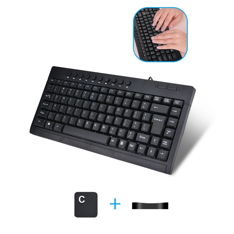 Черный ультра тонкий тихий маленький размер 85 клавиш Мини Мультимедиа