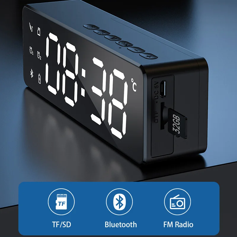 Беспроводной Bluetooth-динамик Портативный FM-радиоприемник маленький мини-будильник