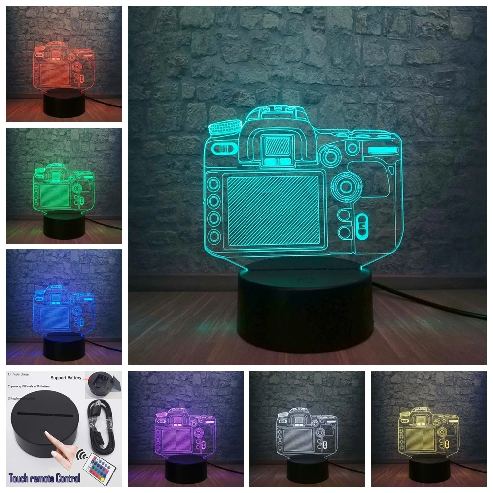Controller 7 color Новинка Камера 3D светодиодный светильник изменение цвета фотографии энтузиастов подарок сувенир выставка прикроватная настольная лампа Декор для спальни - Испускаемый цвет: Controller 7 color