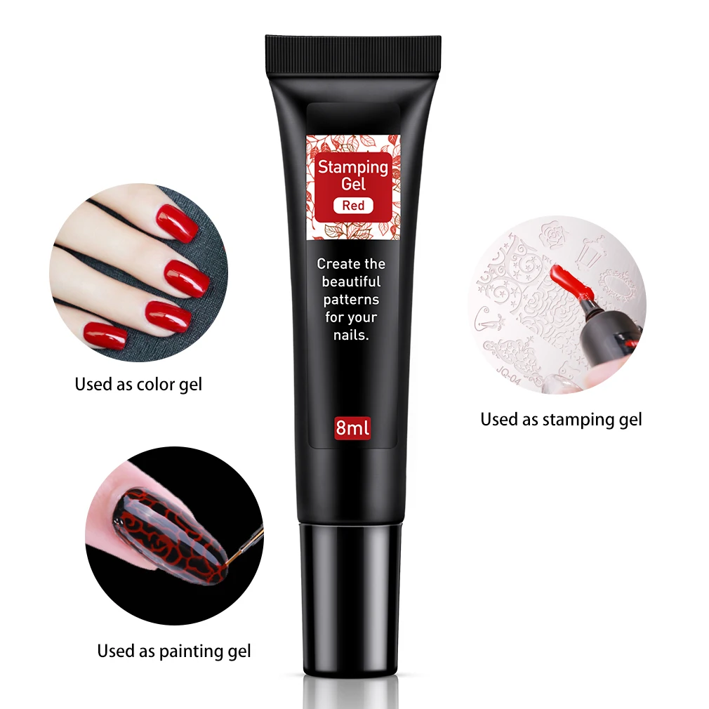 Elite99 8ml Nail Stamping Gel Polish Black White Stamp UV Gel Nail Polish Soak Off Gel Varnish for Nail Art Stamping Plate