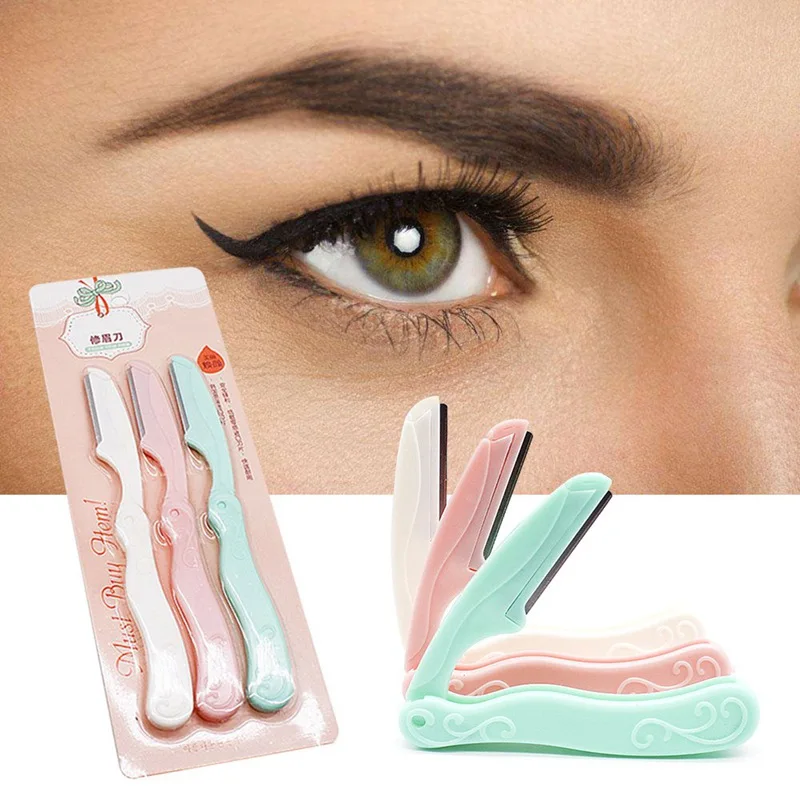 

Women Face Care Hair Removal Tool Makeup Shaver Knife Eyebrow Trimmer Safe Shaving Rezors (3pcs/lot)