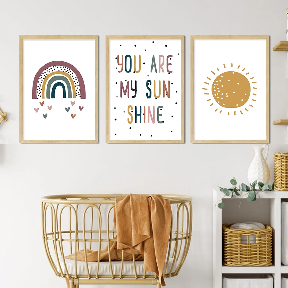 

Bohemia Rainbow Sunshine Cartoon Posters Nursery Canvas Painting Children Wall Art Print Picture Living Room Interior Home Decor