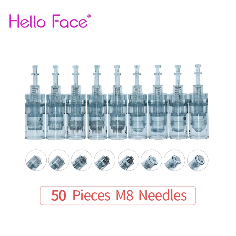 50 PCS M8 Cartridge Dr pem m8 Needles Bayonet Cartridge 11 16 36 42 Nano Needle Micro Skin Needling Tip Nano Derma Stamp