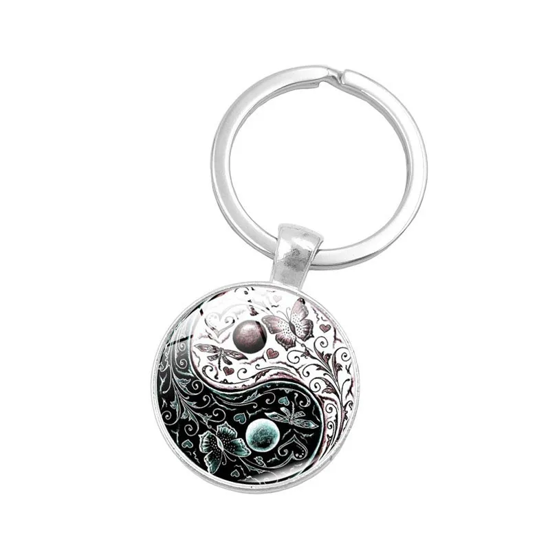 IKSNAIL 2018 Новый Винтаж Инь брелки для ключей Тай Чи металлическим камнем времени