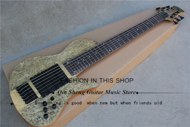 Бесплатная доставка 6 дюймов 7 струн электрическая бас гитара с кленовым шпоном
