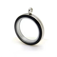 top quality 30mm enamel stainless steel floating locket necklace pendant screw twist living glass floating locket pendant