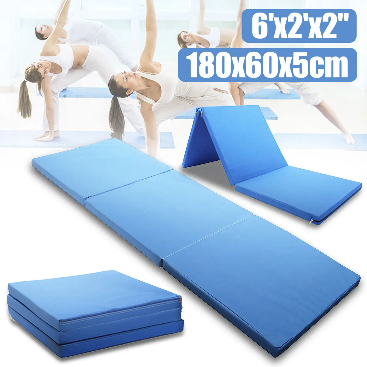 

180X60X5cm Folding Gymnastics Mat Thick Three Folding Panel Stretching Aerobics Gym Fitness Exercise Yoga Mat Sport