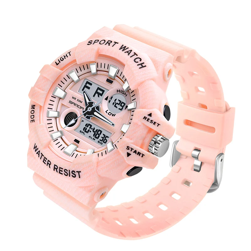 

New Women's Sports Luminous 50M Waterproof Dual Display 24 Hour Indication Multifunctional Hourly Electronic Watches 3038