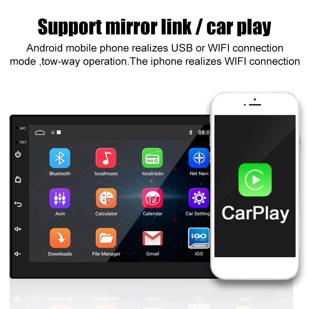 $55.42 7 Inch Car Radio 2 Din Android 10.1 Stereo Multimedia Video Player 1G/2G/4G RAM 4/8Core WIFI Bluetooth GPS Universal Audio FM