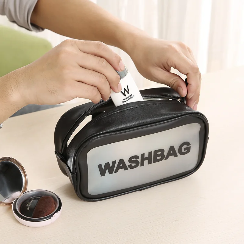 Прозрачная косметичка для путешествий чехол макияжа на молнии прозрачная